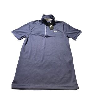 Under Armour Mens Loose Fit Polo Shirt Navy Blue Short Sleeve Small New